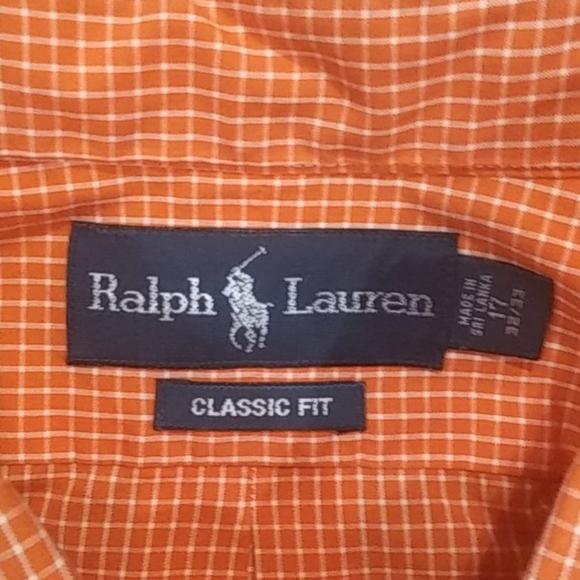 Ralph Lauren shirt size 17men orange button down - Picture 4 of 7